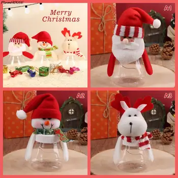 Рождественская банка для конфет Бутылка для хранения Подарочный пакет Санта-Клауса Рождественские украшения для дома Рождественская коробка сладостей Детские подарки