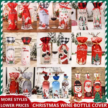 Рождественская крышка для бутылки вина, Веселые Рождественские украшения для дома, Рождественский орнамент, Декор Рождественского стола, подарок на Новый год 2024 Navidad