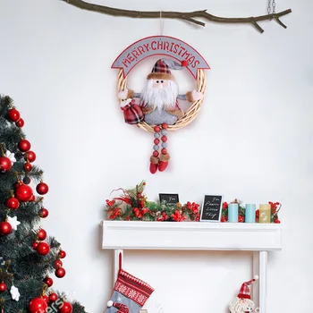 Рождественские Милые Дверные Подвесные украшения Тканая Гирлянда Трехмерный шарм Санта-Клаус Снеговик Подвесной орнамент