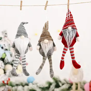 Рождественские полосатые подвески для пожилых людей в лесу, Безликие куклы, Подвеска, Кукла Санта-Клауса, Рождественский декор для дома на Рождество