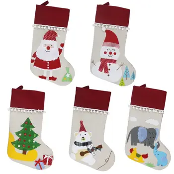 Рождественские чулки, носки, Елочные украшения в виде Санта-Клауса, Снеговика, Мешок для конфет, Рождественская елка, Подвесной орнамент