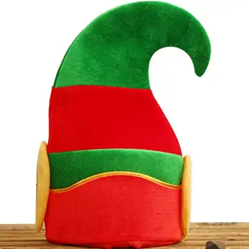 Рождественские шляпы с эльфами для взрослых, шляпы с эльфами для детей и взрослых, красно-зеленая Рождественская шляпа с загнутым кончиком и милыми ушками Эльфа для детей