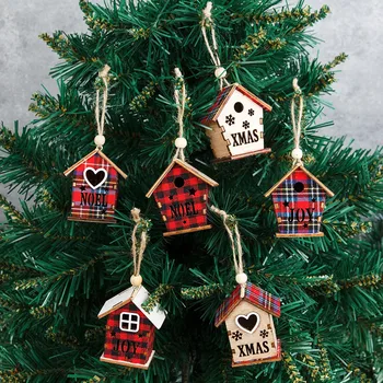 Рождественский Красный Дом, Подвесное украшение для деревянного дома, подвеска в виде Рождественской елки 2023, Рождественские украшения для дома, подвесной подарок L5