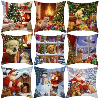 Рождественский чехол для подушки Веселые Рождественские украшения для дома Украшение наволочки Санта-Клауса Navidad 2023 Подарок на Новый Год