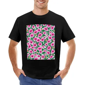 Розовая футболка с полевыми цветами, рубашка с животным принтом для мальчиков, милая одежда, футболки для больших и высоких мужчин