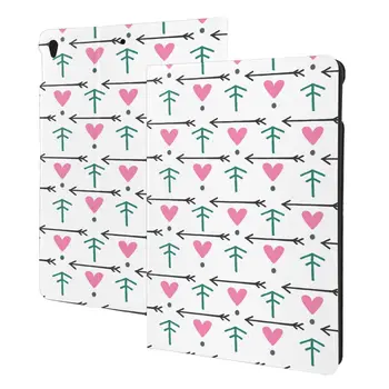 Розовый чехол Love Heart And Arrow для iPad 2022 10,5-10,2 дюймов с держателем для карандашей, Искусственная кожа, Тонкий, Ударопрочный, Автоматический режим сна/Пробуждения