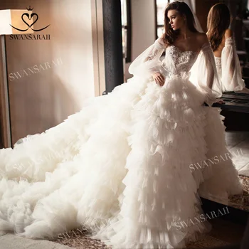 Романтическое Бальное платье Свадебное платье 2023 Милая Аппликация со съемными рукавами SwanSarah I147 Принцесса Невеста Vestido De Noiva