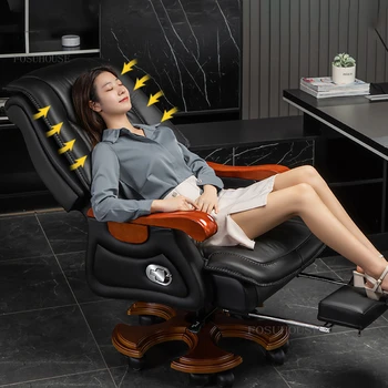 Роскошные офисные стулья из массива дерева Современная офисная мебель Компьютерный стул Для домашнего кабинета Кресло для отдыха с откидывающейся спинкой Игровое кресло A