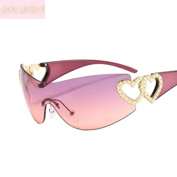 Роскошные трендовые женские солнцезащитные очки Y2K, новинка 2000-х, модные дизайнерские женские солнцезащитные очки в стиле панк, цельные солнцезащитные очки, выпученные глаза.
