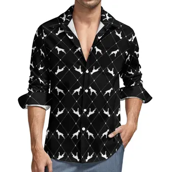 Рубашка с принтом собаки Весенние повседневные рубашки с животными Мужские Модные блузки С длинным рукавом Одежда в стиле харадзюку на заказ Большого размера