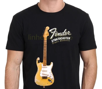 Рубашки из 100% хлопка с принтом, футболка на заказ, футболка с электрогитарой Yngwie Malmsteen Stratocaster, черная
