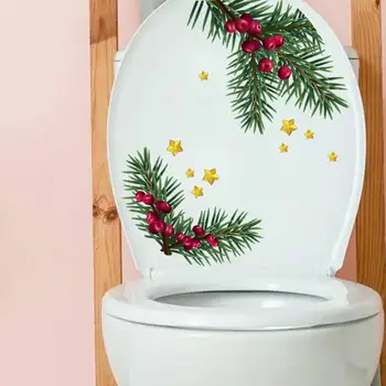 С Рождеством, украшение туалета, Праздничная наклейка на туалет, Рождественская сосна, Фруктовая звезда, украшение стены для теплого праздника Рождества