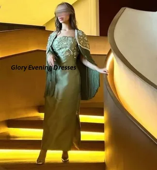 Саудовская Аравия, Роскошные платья для выпускного вечера 2023, бусы, блестки, накидка с кисточками из 2 частей, элегантное вечернее платье без бретелек, вечерние платья Vestidos