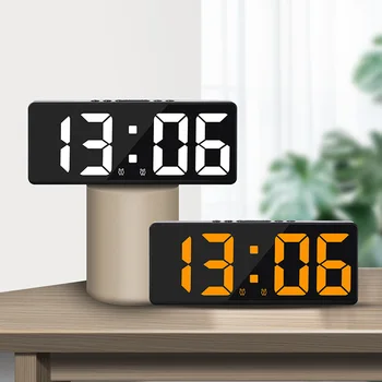 Светодиодные часы Цифровой Будильник с Голосовой Активацией, Ночной Режим Повтора, Настольные Часы, Большие Цифровые Часы