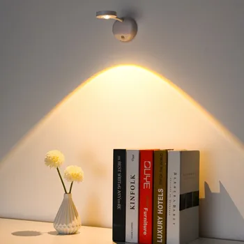 Светодиодный ночник с датчиком, USB Перезаряжаемый настенный прожектор, настольная лампа с регулируемой яркостью, домашний декоративный светильник для настенной росписи в гостиной