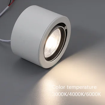 Светодиодный светильник для поверхностного монтажа мощностью 7 Вт, регулируемый потолочный светильник, черный, белый, для кухни, настенный точечный светильник на крыльце, применяется для внутреннего освещения