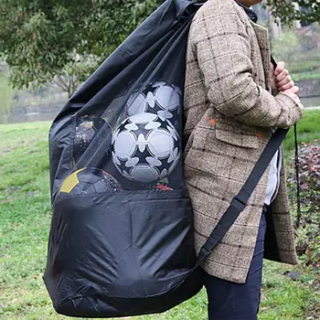 Сетчатая сверхпрочная черная Большая баскетбольная сумка для хранения, водонепроницаемая портативная сумка через плечо, Футбольная сумка для переноски, Футбольная сумка для переноски.