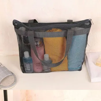 Сетчатые пляжные сумки для женщин, пляжная сумка для игрушек, сумка для плавания, упаковываемая сумка-тоут, предметы первой необходимости для отдыха для девочек