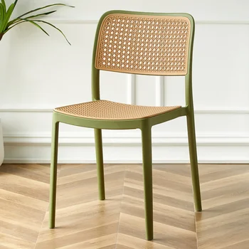 Скандинавская мебель, плетеная из ротанга, пластиковая спинка, Обеденные столы, стулья, простой современный досуг для домашнего использования, Гостиная