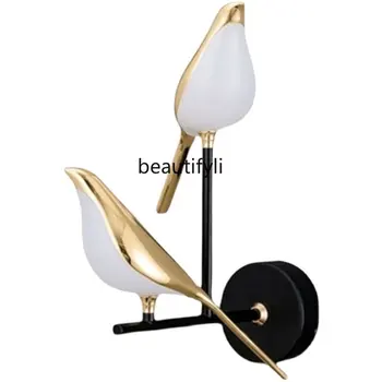 Скандинавский креативный настенный светильник Magpie Bird, прикроватный светильник для спальни, гостиной, Роскошный светильник для прохода по лестнице