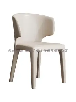 Скандинавский обеденный стул, Итальянский минималистичный Кожаный Арт-стул для отдыха, Простой современный дизайнерский стул со спинкой, Легкий роскошный стул