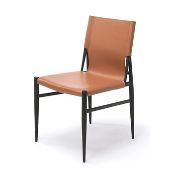 Скандинавский Современный Минималистичный Ресторанный обеденный стул Дизайнерское кресло для отдыха Кожаное седло В индустриальном стиле с легкой роскошной спинкой