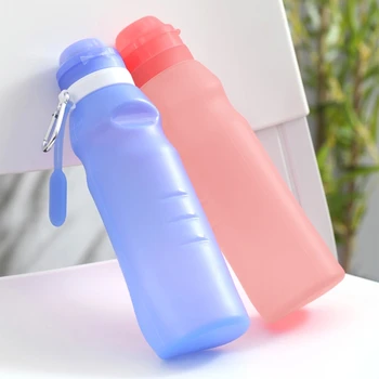 Складная бутылка для воды без бисфенола А для путешествий, походов, силиконовая портативная герметичная спортивная бутылка для воды на открытом воздухе с карабином