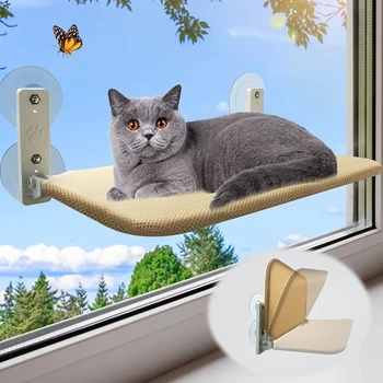 Складная Жердочка для кошачьего окна Беспроводной Гамак для кошачьего окна с 4 Прочными присосками Подоконник Кошачьи кровати Сиденье для домашних кошек Внутри