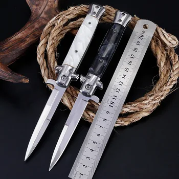 Складной нож с кобурой, Карманный нож с ручкой из смолы, Охотничий нож высокой твердости, инструменты для выживания в кемпинге, ножи для выживания