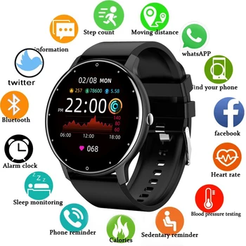 Смарт-часы Мужские женские Спортивные фитнес-часы с полным сенсорным экраном, водонепроницаемые IP67, Bluetooth для Android IOS, умные часы мужские