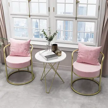 Современное кресло для гостиной Односпальный диван Светлая Роскошная Золотая Мебель для спальни Кресло для отдыха со спинкой Балкон Креативные обеденные стулья