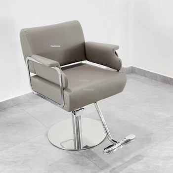 Современные парикмахерские кресла из нержавеющей стали Легкая роскошная салонная мебель Профессиональное кресло для салона красоты Простое домашнее парикмахерское кресло