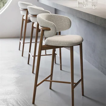 Современный барный стул из массива дерева, скандинавский барный стул для кухни, легкий Роскошный тканевый барный стул с высокими ножками, бытовой стул для гостиной