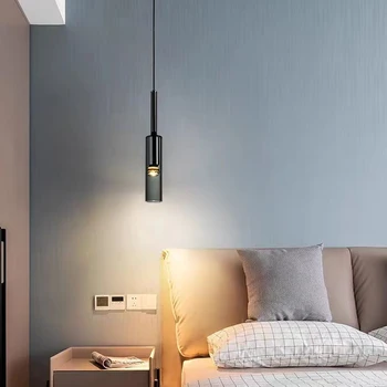 Современный простой Маленький светодиодный подвесной светильник для столовой, кухни, спальни, прикроватной тумбочки, потолка, декоративных люстр из черного стекла