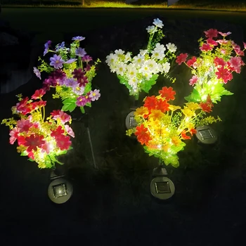 Солнечный торшер, разноцветные огни в виде хризантем, теплые белые украшения, лампы, срок службы до 8-12 часов, подарок для семьи, друзей, матери