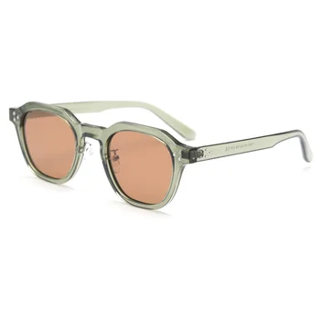 Солнцезащитные очки в корейском стиле в стиле ретро для женщин в оправе TR90 с многоугольной поляризацией uv400 для мужчин зелено-коричневого цвета лето 2023
