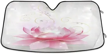 Солнцезащитный козырек на лобовое стекло автомобиля senya с розовым рисунком в виде цветка лотоса, Блокирующий солнцезащитный козырек, Складной солнцезащитный козырек Сохранит прохладу вашего автомобиля,