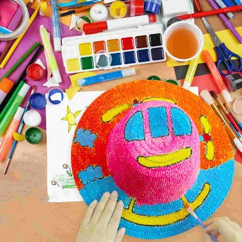 Соломенная шляпа Своими руками, Набор для рисования, развивающие игрушки, Шляпы, детские игрушки для детского сада для девочек, Простые игрушки для малышей на открытом воздухе