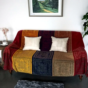 Средиземноморско-американская диванная подушка из синели, Красочные пледы из синели в богемном стиле, Большое одеяло Cobertor с кисточкой на диване
