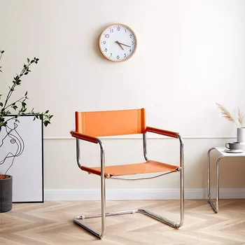 Стальной Креативный Подлокотник для обеденного стула Дизайн вечеринки Скандинавские Стулья Оранжевый Современная мебель для гостиной Sillon Dormitorio WXH30XP