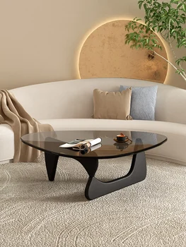 Стеклянный чайный столик для маленькой семейной гостиной, очень простой в домашнем хозяйстве креативный круглый чайный столик Исаму Ногучи