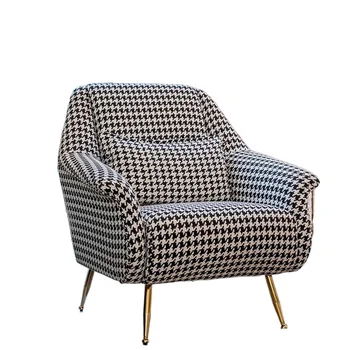 Стулья для гостиной из скандинавской ткани, Роскошный диван для отдыха, диван-кресло в клетку для гостиной, Дизайнерские кресла с односпальной спинкой на балконе