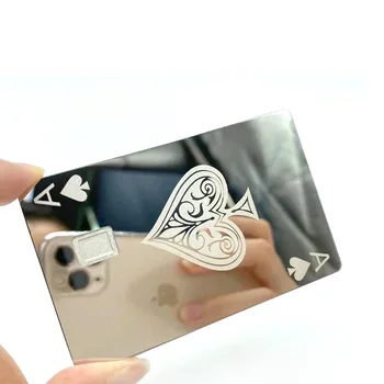 Сублимационная заготовка Изготовленная на Заказ металлическая визитная карточка с зеркальным покрытием NFC Торговая карта Visa Лазерная металлическая кредитная карта с магнитной полосой