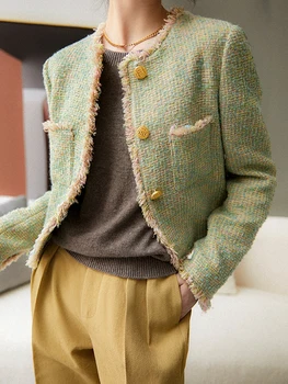 Темпераментное короткое пальто с кисточками и круглым вырезом, топ 2023, Новая модная женская одежда