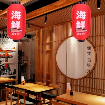 Ткань, красный подвесной фонарь, Цветная роспись, креативные подвесные фонари, водонепроницаемый декор ресторана, украшение для суши-ресторана