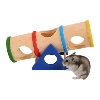 Туннель для хомяка Деревянная трубка Игрушка для мыши Канал для обучения домашних хомяков Жевательная игрушка из натурального дерева Полая клетка для укрытия в багажнике