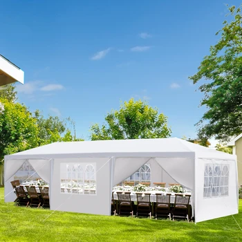 Уличная палатка для вечеринок размером 10x30 дюймов с 8 съемными боковинами, водонепроницаемая свадебная беседка с навесом во внутреннем дворике, белый
