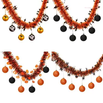 Фестиваль мишурных гирлянд на Хэллоуин, черно-оранжевые металлические изгибы
