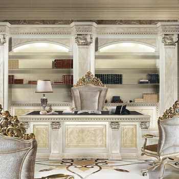 Французский паркетный стол, комбинация книжных шкафов, роскошный кабинет на вилле, офисный стол, европейский стол