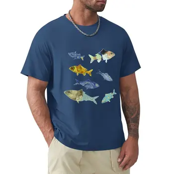 Футболка с изображением рыбы Винсента Ван Гога, футболки для тяжеловесов, короткая мужская одежда